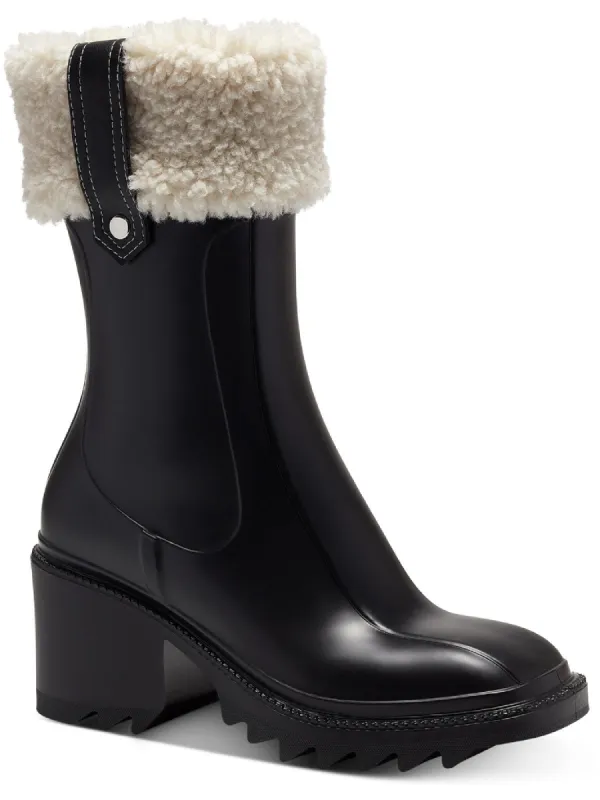 INC International Concepts Women's Eddiie 2 Faux Shearling Mid Calf Rain Boots Black Size 9 sold by Ruumur