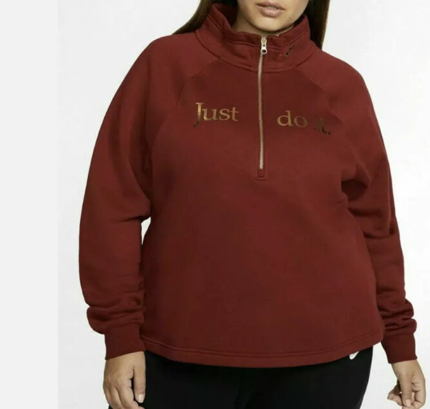 Nike Women's Plus Size Sportswear Shine 1/2-Zip Fleece Top Pink Size Extra Large sold by Ruumur