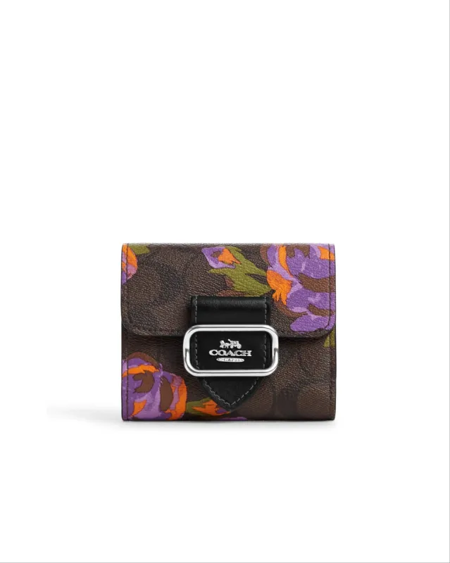 Coach Small Morgan Wallet In Signature Canvas With Rose Print sold by Ruumur