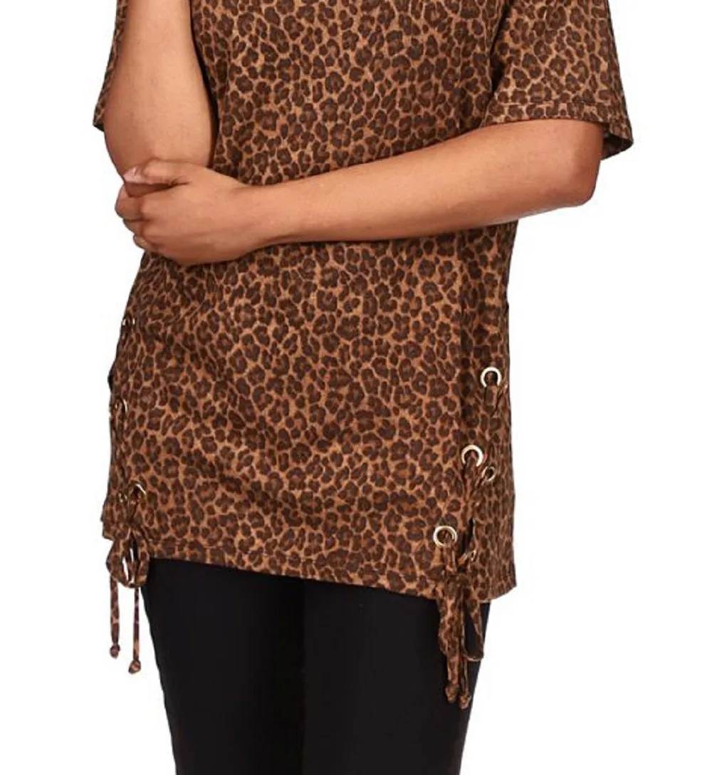 Michael Kors Women's Cheetah Print Lace Up Tunic Brown Size X-Small sold by Ruumur product image thumbnail 3