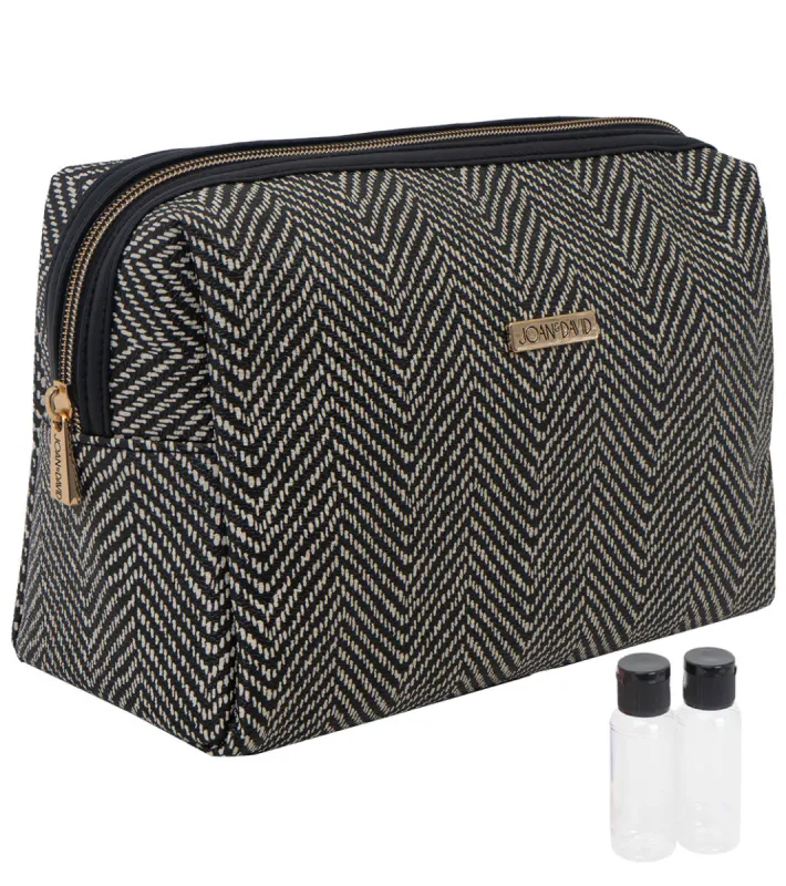 Joan & David Chevron Patterned Large Loaf Cosmetic Bag sold by Ruumur