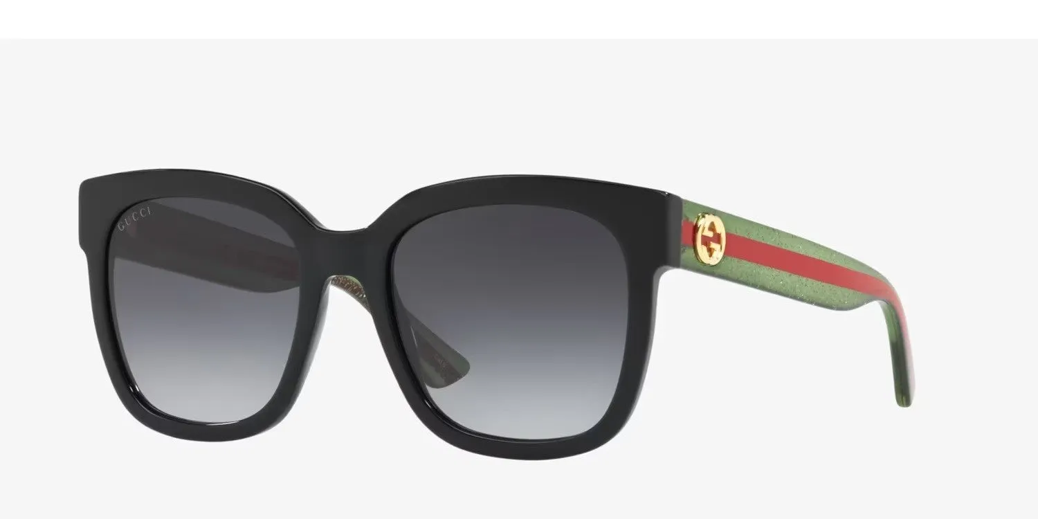 Gucci Square Frame Sunglasses 54MM - Black/ Green/Grey sold by Ruumur