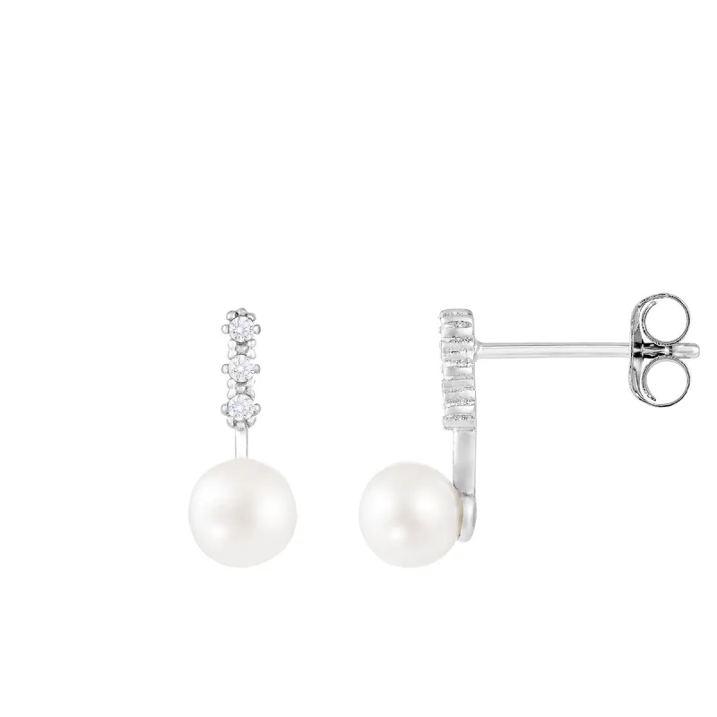 Splendid Pearls Sterling Silver Pearl Earrings ESR-417 sold by Ruumur