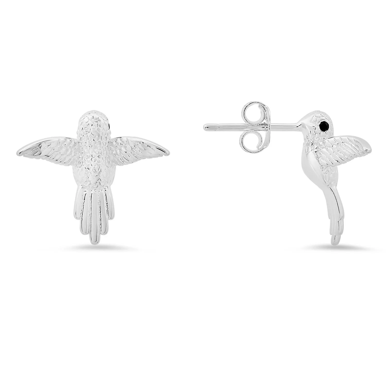 Sterling Silver CZ Hummingbird Stud Earrings sold by Ruumur