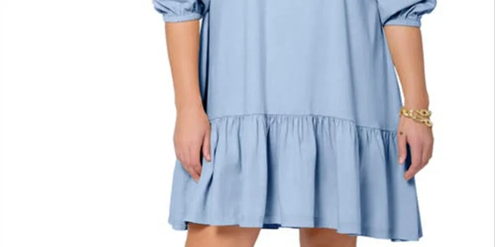 Leota Women's Luna Embroidered Shirtdress Blue Size 1X sold by Ruumur product image thumbnail 3