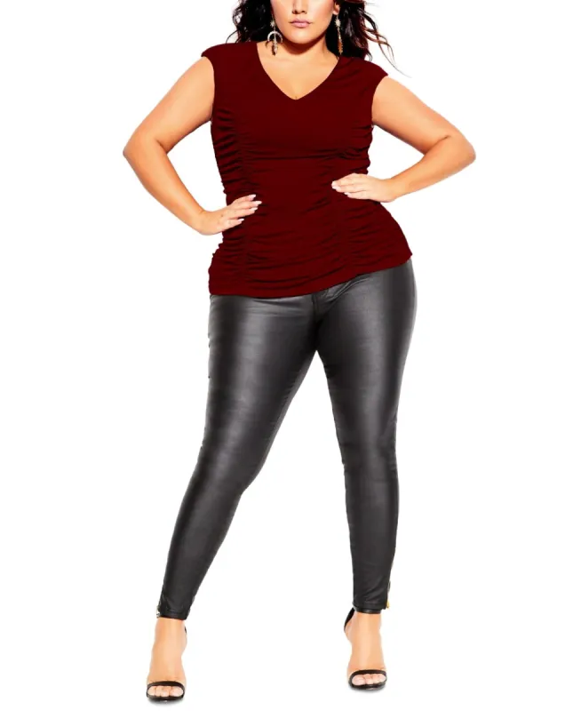 City Chic Women's Trendy Plus Ruched Top Red Size X-Small / 14 sold by Ruumur