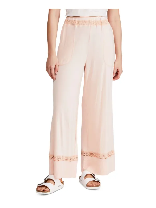 Free People Women's Coral Pocketed Wide Leg Pants Pink Size Large sold by Ruumur