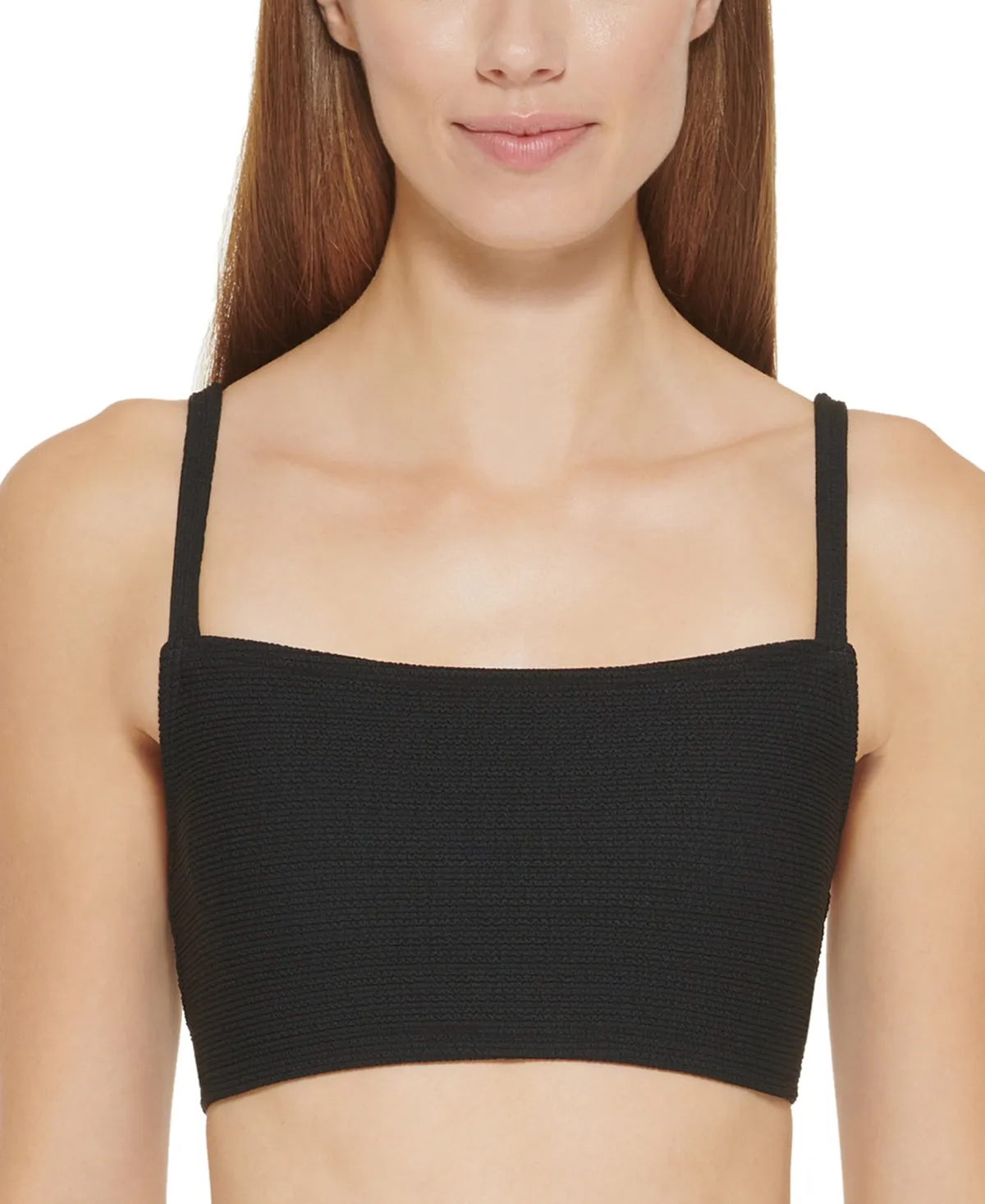 DKNY Women's Textured Bralette Bikini Top Swimsuit Black sold by Ruumur