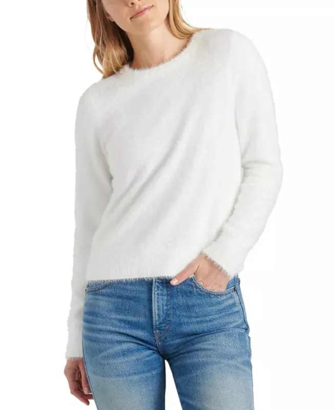 Lucky Brand Women's Eyelash Crewneck Sweater White Size X-Large sold by Ruumur