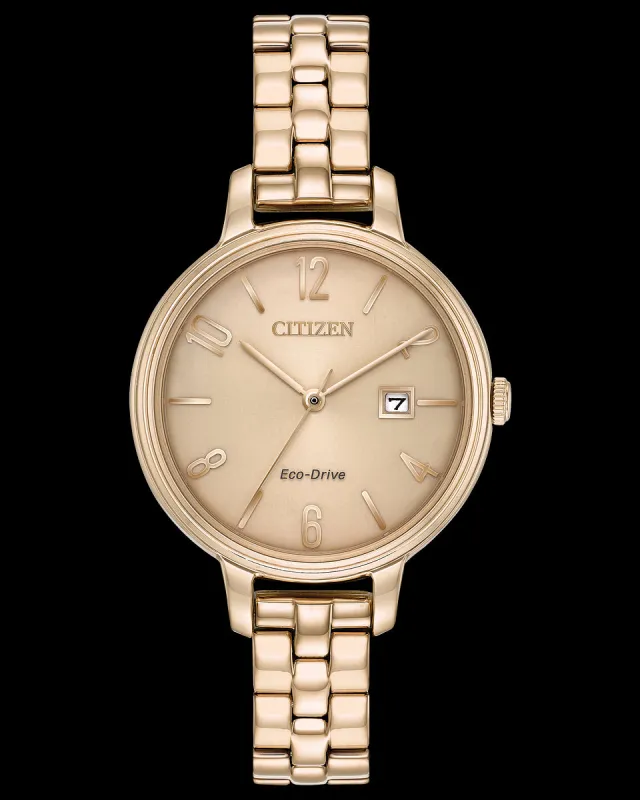 Citizen Womens 31mm Rose Gold Dial Eco-Drive Solar Watch EW2443-55X made by Ruumur