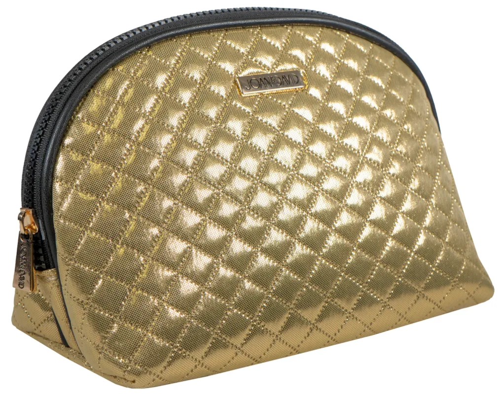 Joan & David Diamond Metallic Dome Cosmetic Bag sold by Ruumur