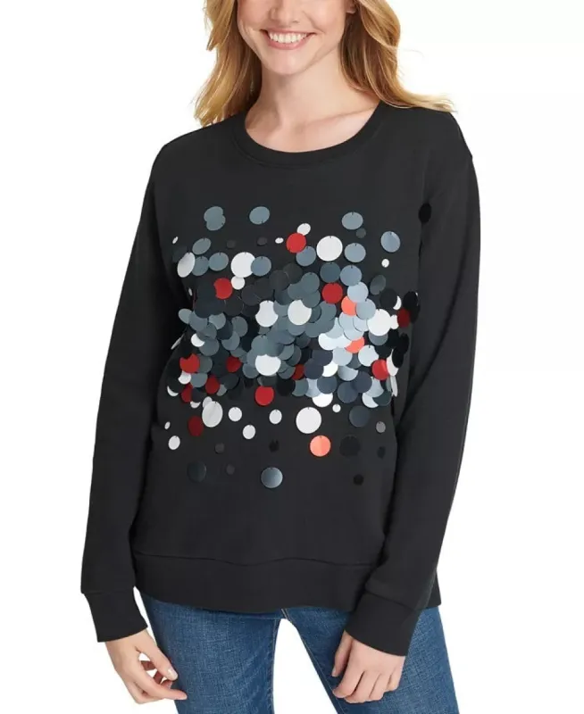 DKNY Women's Cotton Paillette Everywhere Sweatshirt Grey Size Small sold by Ruumur