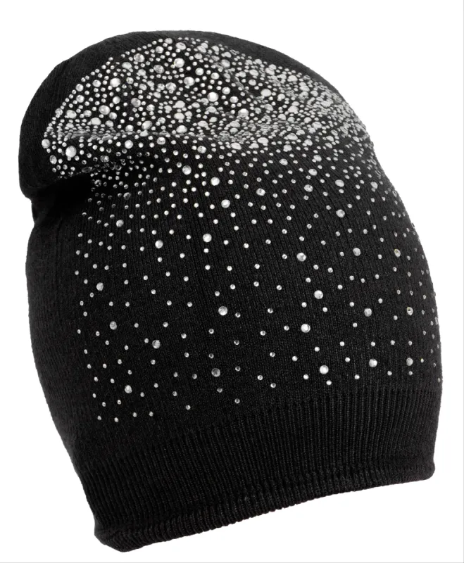 Rebecca and Rifka Beanie with Large Galaxy Stones(BW-106-BK) sold by Ruumur