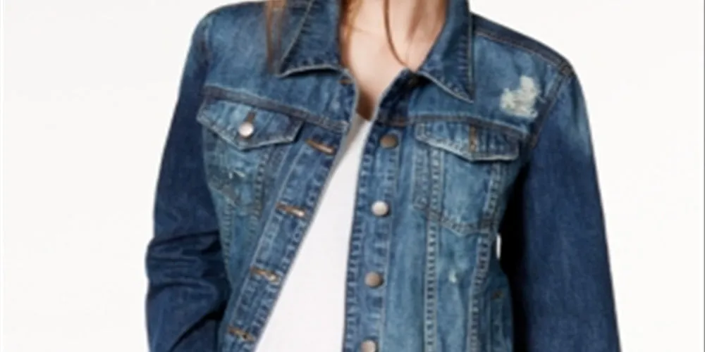 STS Blue Women's Cotton Boyfriend Faded Ripped Distressed Denim Jacket Blue Size X-Small sold by Ruumur product image thumbnail 2