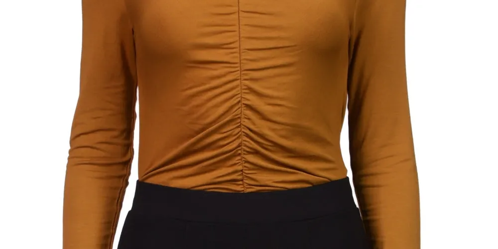 Sanctuary Women's Long Sleeve Ruched Top Brown Size XX-Small sold by Ruumur product image thumbnail 3