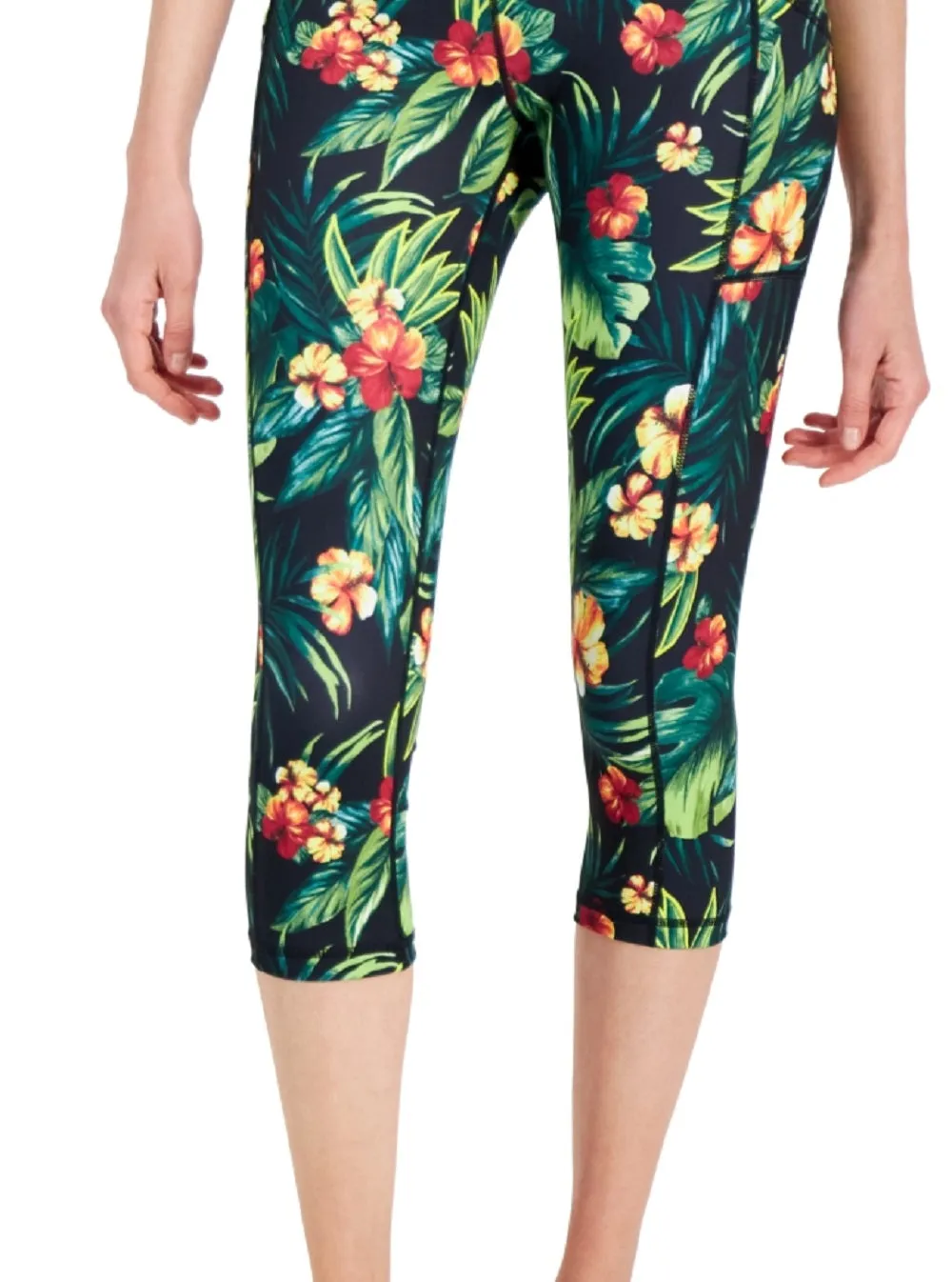 ID Ideology Women's Tropical Side Pocket Cropped Leggings Black Size X-Small sold by Ruumur product image thumbnail 3