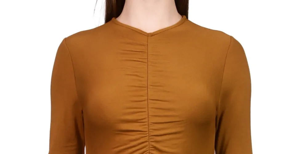 Sanctuary Women's Long Sleeve Ruched Top Brown Size XX-Small sold by Ruumur product image thumbnail 2