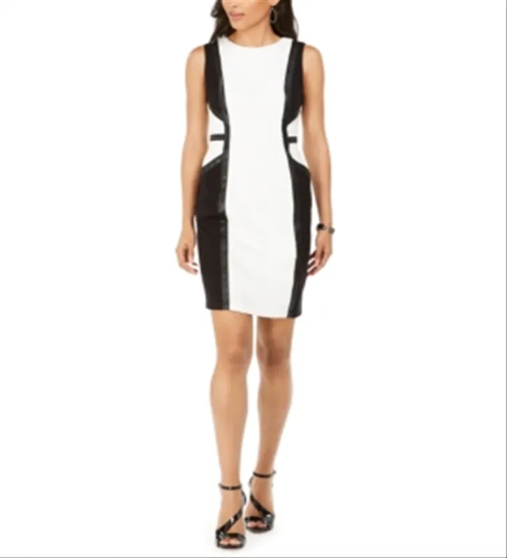 Taylor Women's Crew Neck Sleeveless Banded Zipper Back Pockets Crepe Panel Dress White Size 4 sold by Ruumur