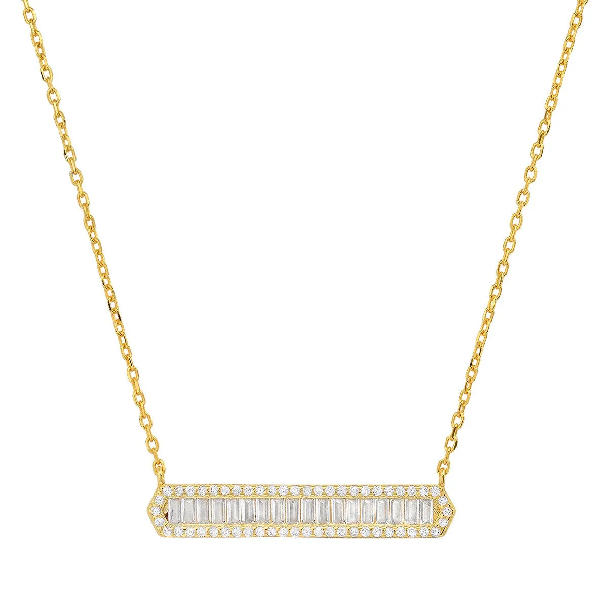 Sterling Silver Baguette-cut CZ Bar Necklace sold by Ruumur product image thumbnail 2