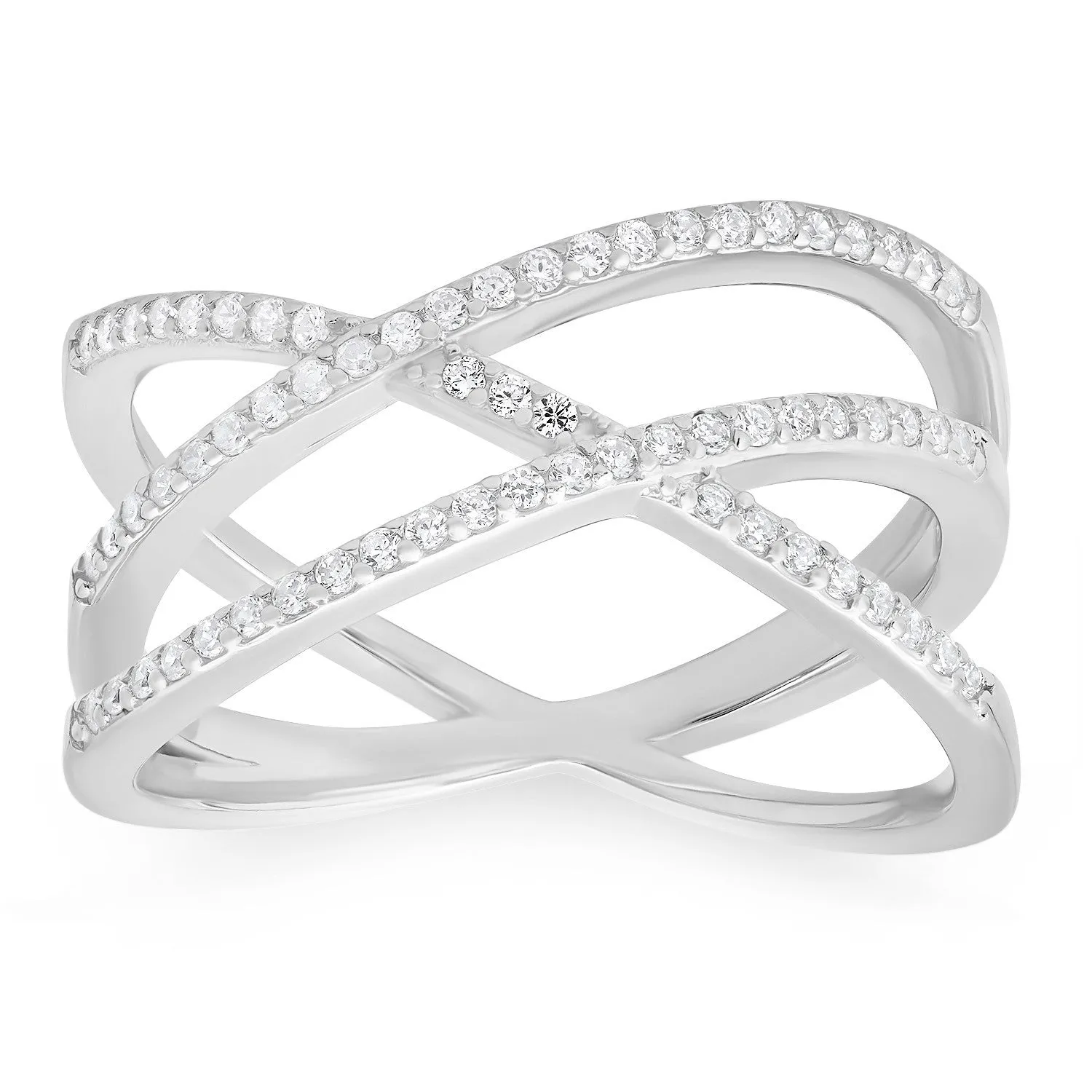 Sterling Silver Criss-Cross CZ Ring sold by Ruumur product image thumbnail 2