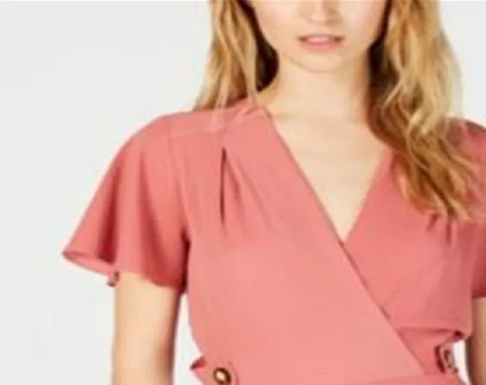 Monteau Women's Flutter Sleeve Peplum Top Pink Size Petite Large sold by Ruumur product image thumbnail 2