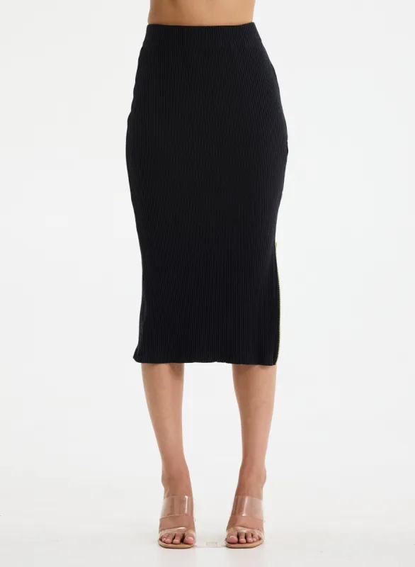 LILY - Side Zip Ribbed Maxi Skirt sold by Ruumur