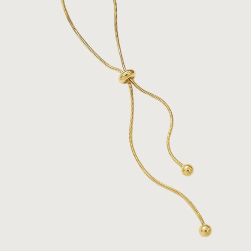 Double Drop Adjustable Snake Chain Necklace sold by Ruumur