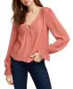 Freshman Juniors Women's Ring-Detail Textured Top Pink Size Extra Large sold by Ruumur