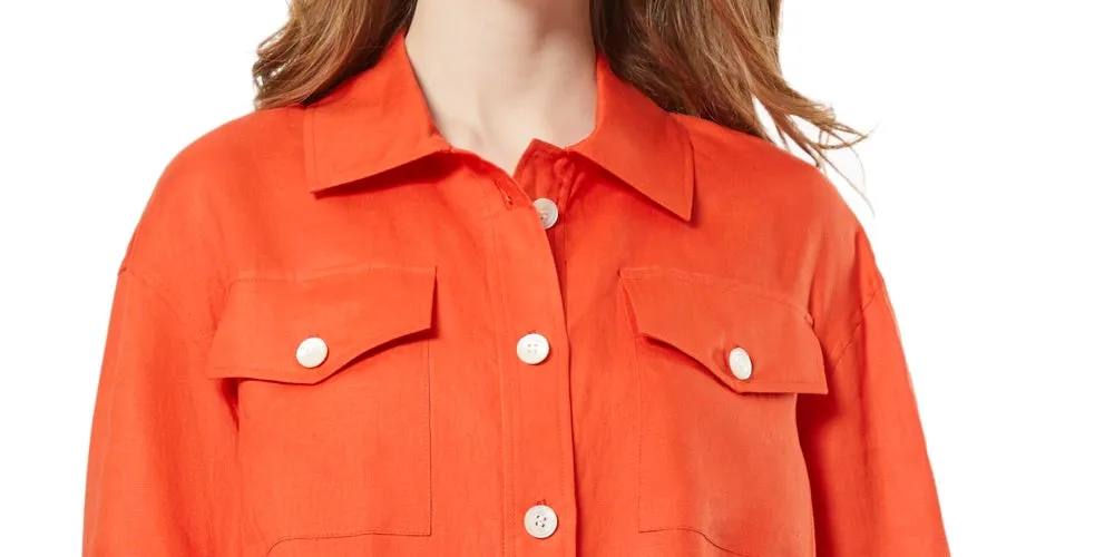 Jones New York Women's Shacket With Rolled Tab Jacket Red Size X-Small sold by Ruumur product image thumbnail 2