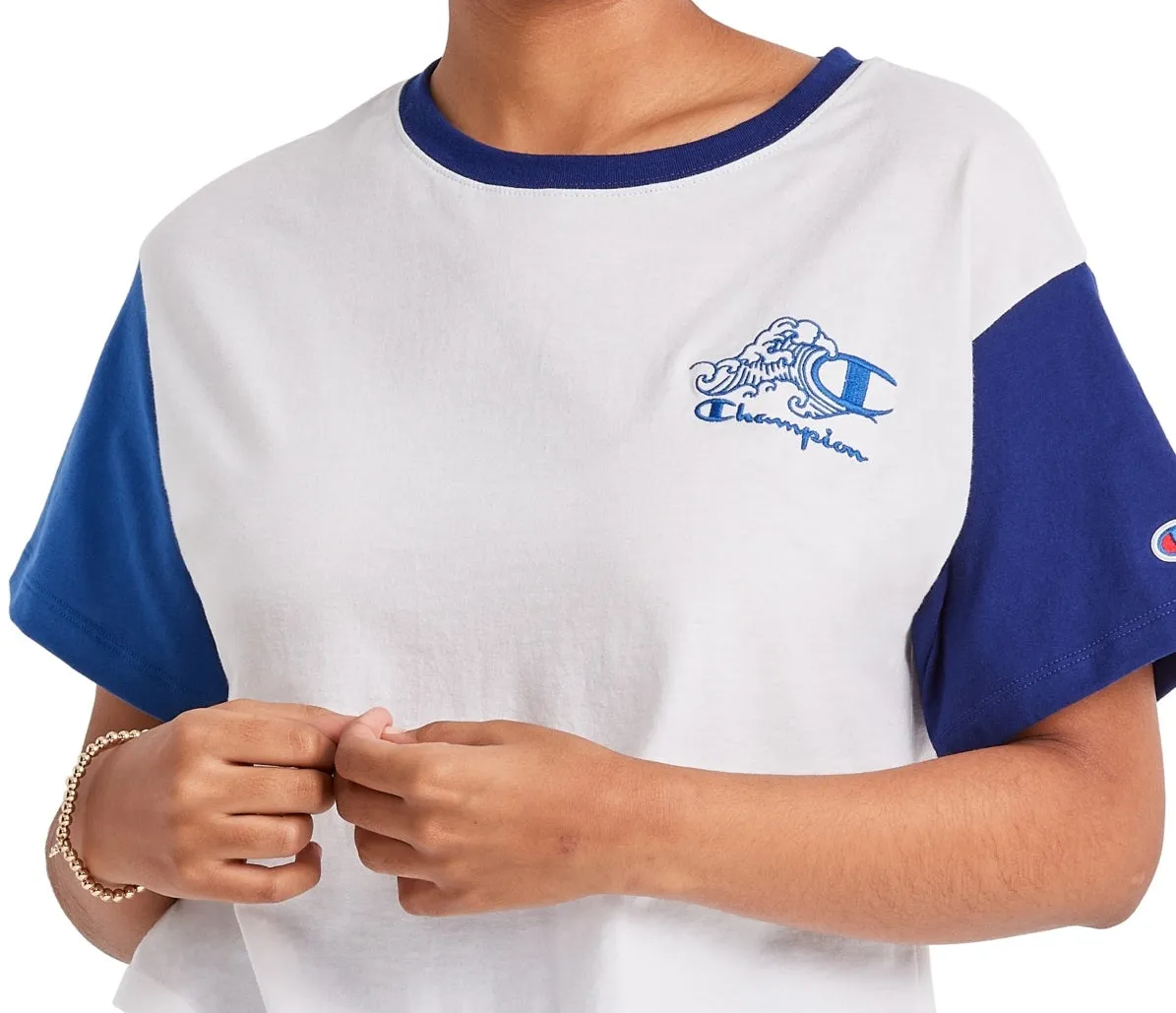 Champion Women's Colorblocked Cropped T-Shirt White sold by Ruumur product image thumbnail 2