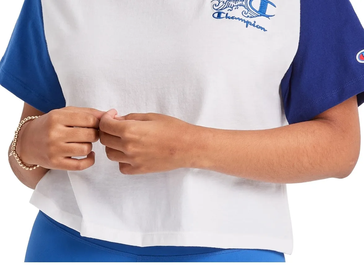 Champion Women's Colorblocked Cropped T-Shirt White sold by Ruumur product image thumbnail 3