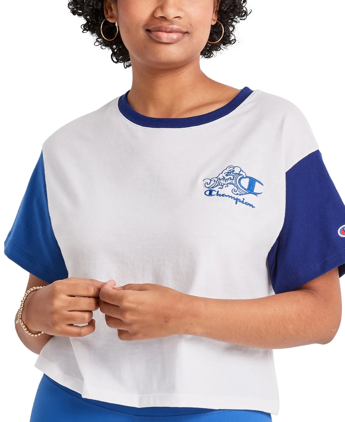 Champion Women's Colorblocked Cropped T-Shirt White sold by Ruumur product image thumbnail 4