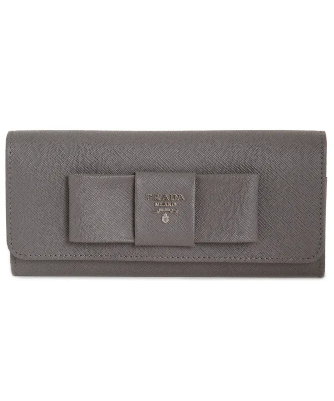 Prada Marble Saffiano Leather Flap Wallet With Bow Detail 1MH132 ZTM F0K44 sold by Ruumur