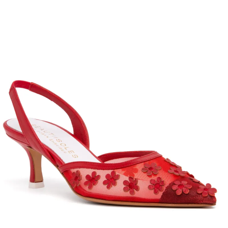 Lulu Red Mesh Sandal sold by Ruumur