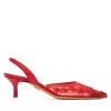 Lulu Red Mesh Sandal sold by Ruumur