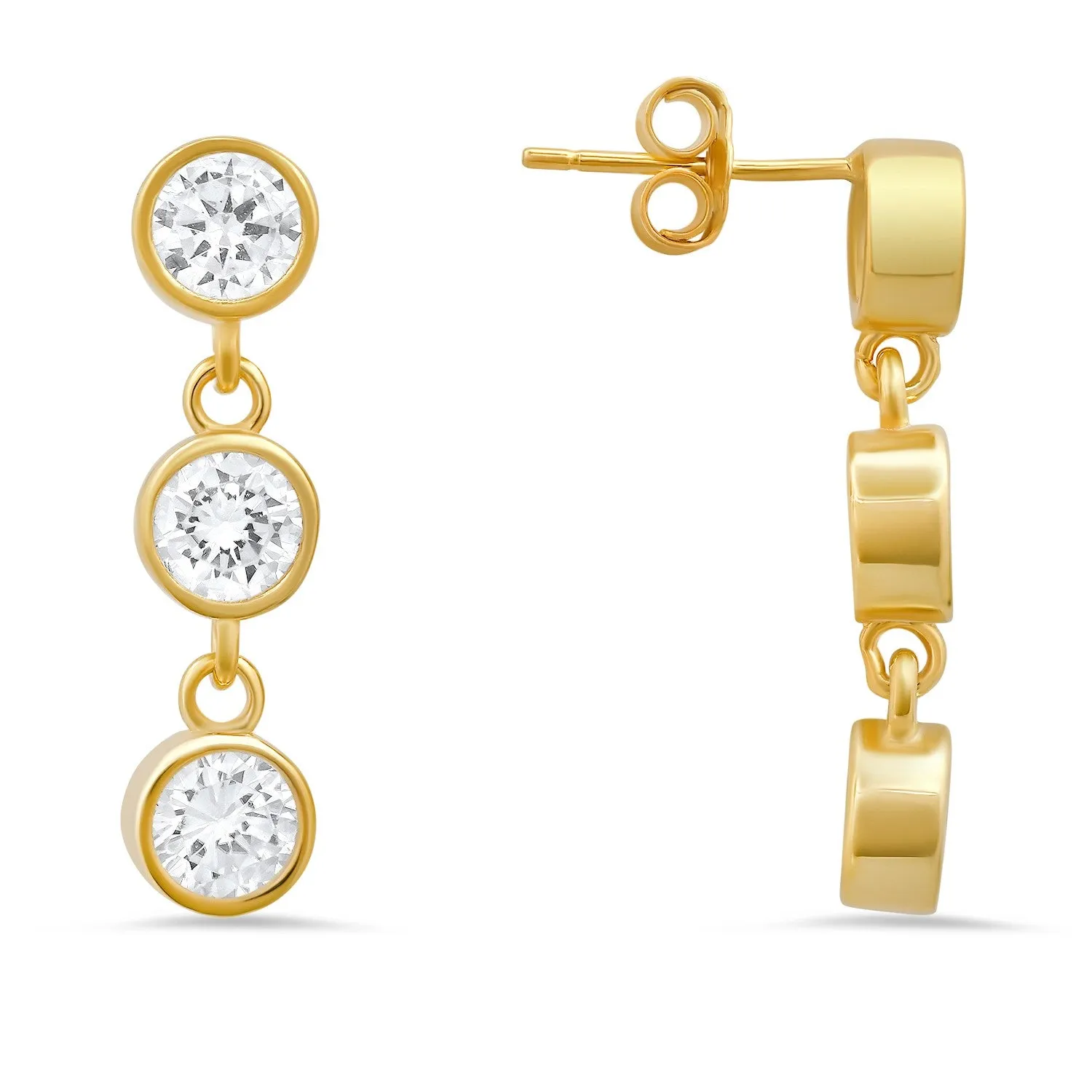 Sterling Silver Dangling Bezel-set CZ Earrings sold by Ruumur product image thumbnail 3