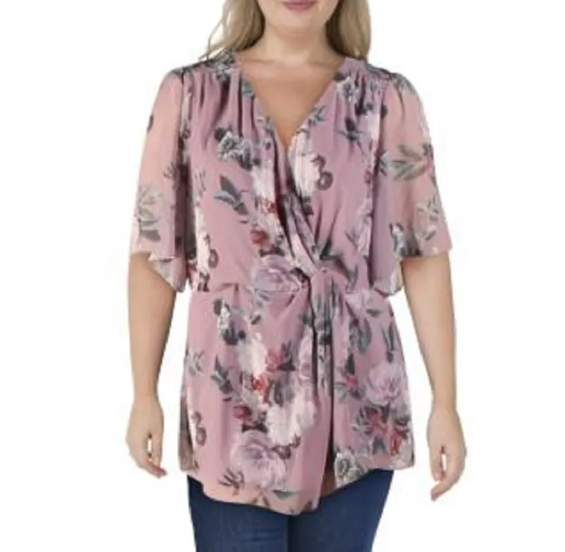 City Chic Women's Plus Floral Print Butterfly Sleeve Top Orchid Size 24W sold by Ruumur