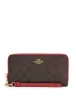 Coach Women's Brown & Red Long Zip Around Wallet In Signature Canvas sold by Ruumur