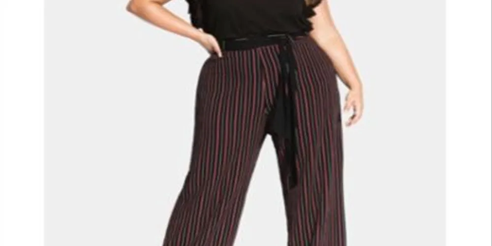 City Chic Women's Plus Striped Office Palazzo Pants Black Size XS sold by Ruumur product image thumbnail 3