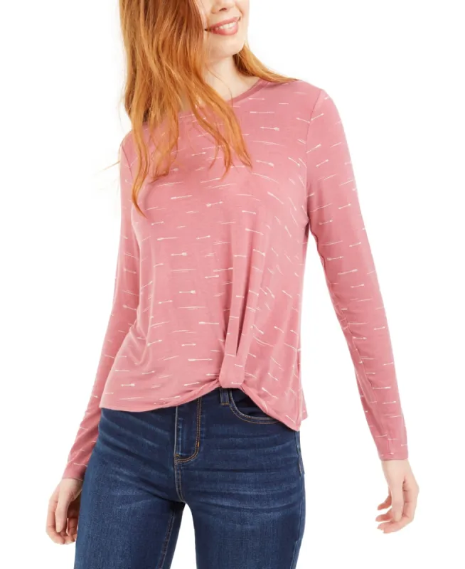 Self Esteem Women's Coral Striped Long Sleeve Crew Neck Wrap Top Pink Size X-Large sold by Ruumur
