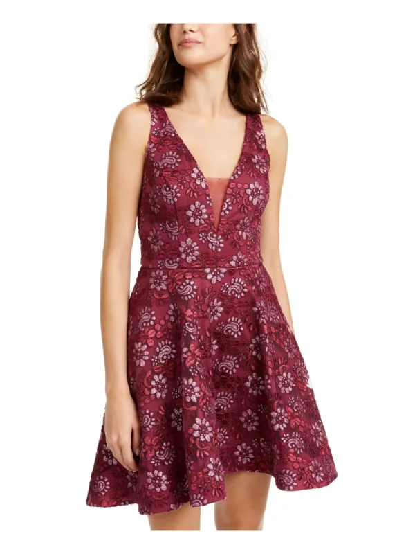 B. Darlin Women's Sleeveless Short Fit Flare Cocktail Dress Berry Size 1/2 sold by Ruumur