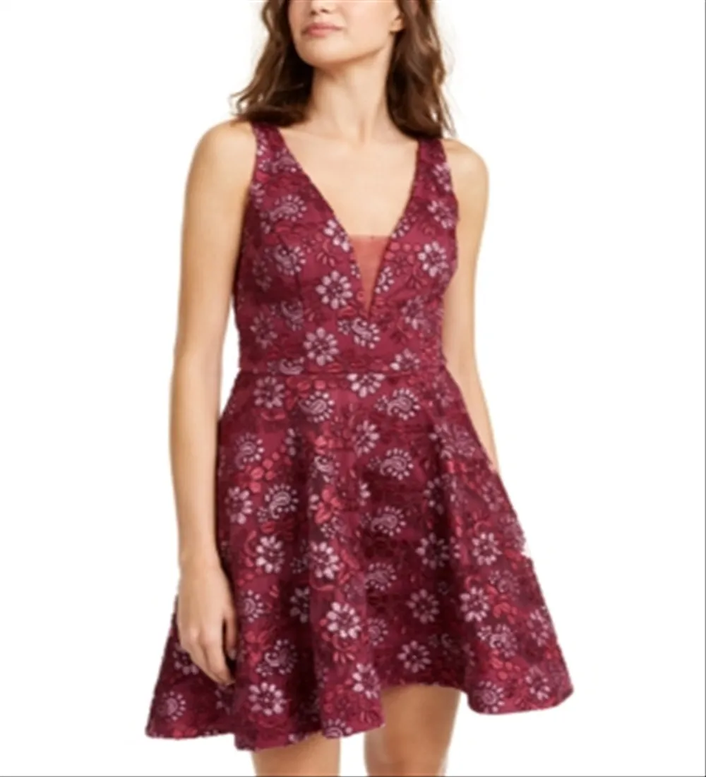 B. Darlin Women's Sleeveless Short Fit Flare Cocktail Dress Berry Size 1/2 sold by Ruumur product image thumbnail 4