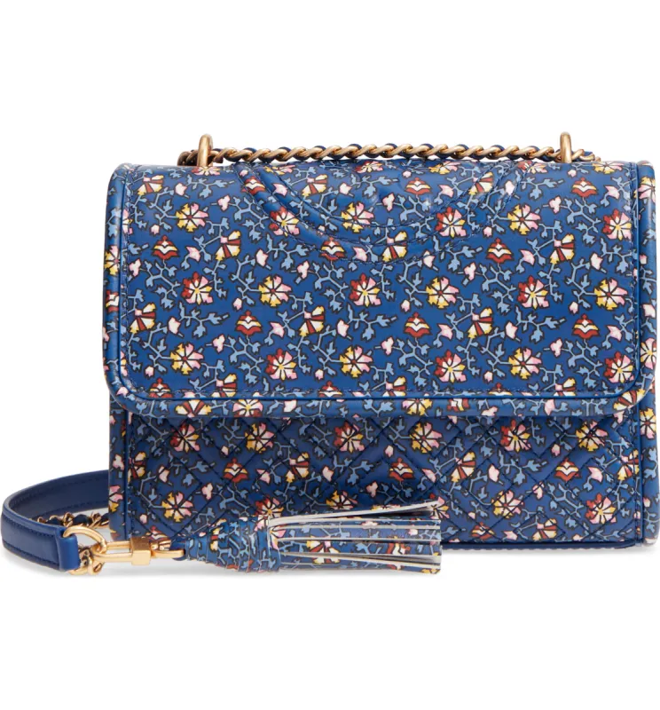 Tory Burch Blue Wild Pansy Fleming Printed Small Convertible Shoulder Bag sold by Ruumur