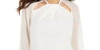 Thalia Sodi Women's Twist Neck Cutout Top White Size X-Large sold by Ruumur