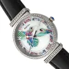 Bertha Emily Mother-Of-Pearl Leather-Band Watch - Silver/Black sold by Ruumur