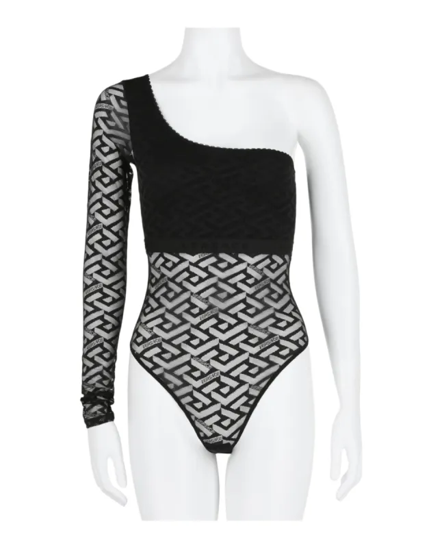 Versace La Greca Tulle Bodysuit sold by Ruumur