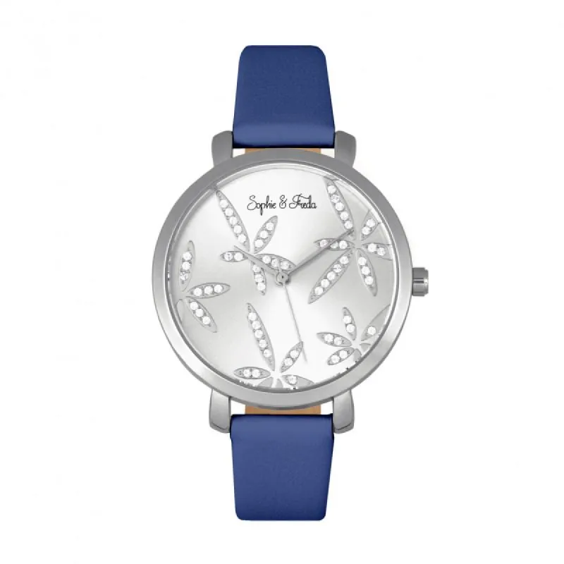 Sophie & Freda Key West Leather-Band Watch w//Swarovski Crystals made by Ruumur