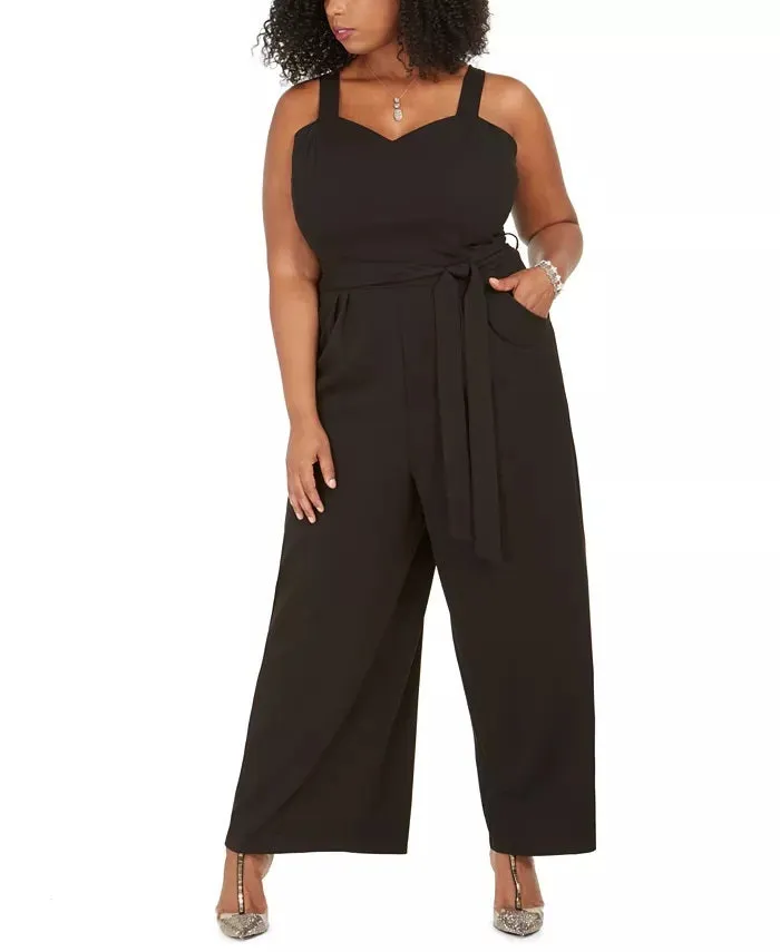 Emerald Sundae Women's Short Length Zippered Spaghetti Strap Sweetheart Neckline Evening Jumpsuit Black Size 18 sold by Ruumur