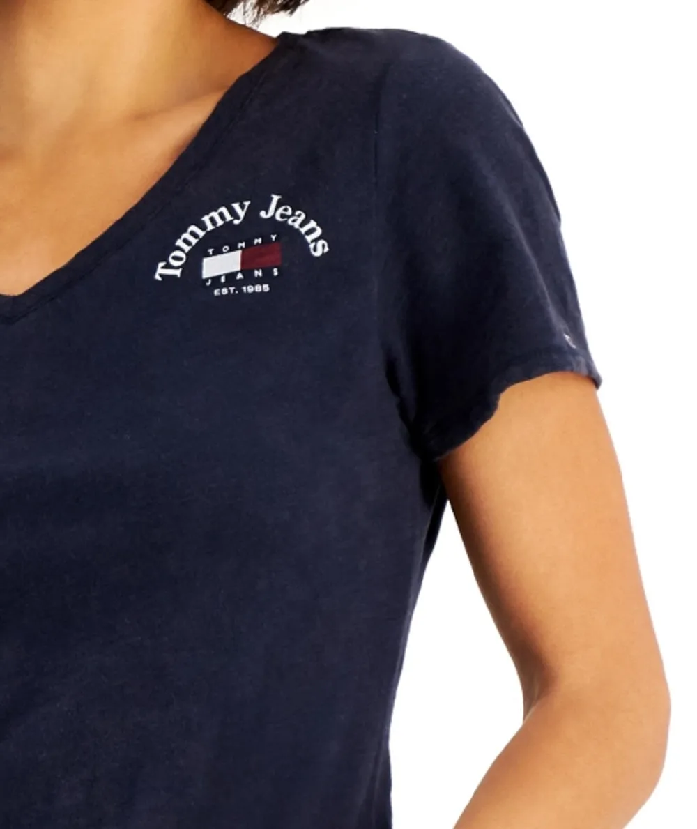Tommy Jeans Women's V Neck Cotton T-Shirt Blue Size X-Small sold by Ruumur product image thumbnail 3