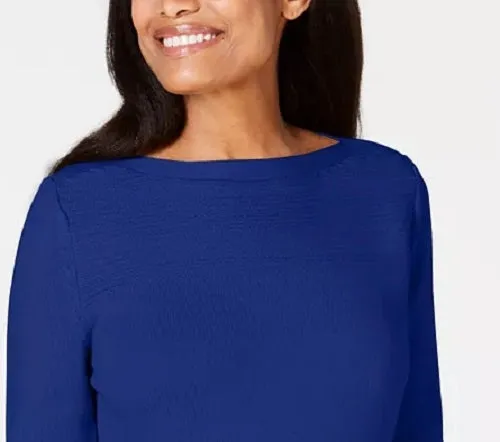 Karen Scott Women's Cotton Boat-Neck Sweater Blue Size X-Large sold by Ruumur product image thumbnail 2